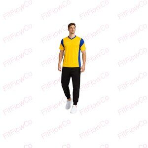 Nike Men’s Dri-FIT Athletic Top Yellow Blue Slim Fit Size S NWT